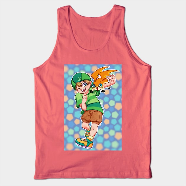 Takeru and Patamon Tank Top by Doutarina